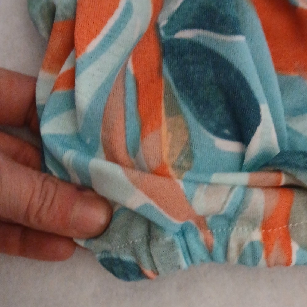 Belle Teal & Coral Floral V-Neck Blouse - Picture 5 of 7